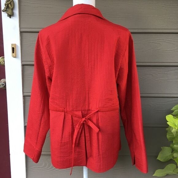 Women’s Red Silk & Cotton Quilted Jacket 14 - Picture 2 of 8